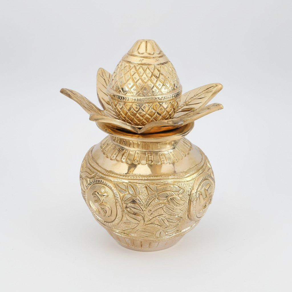 brass kalash with coconut and leaf for home décor /diwali pooja/ housewarming